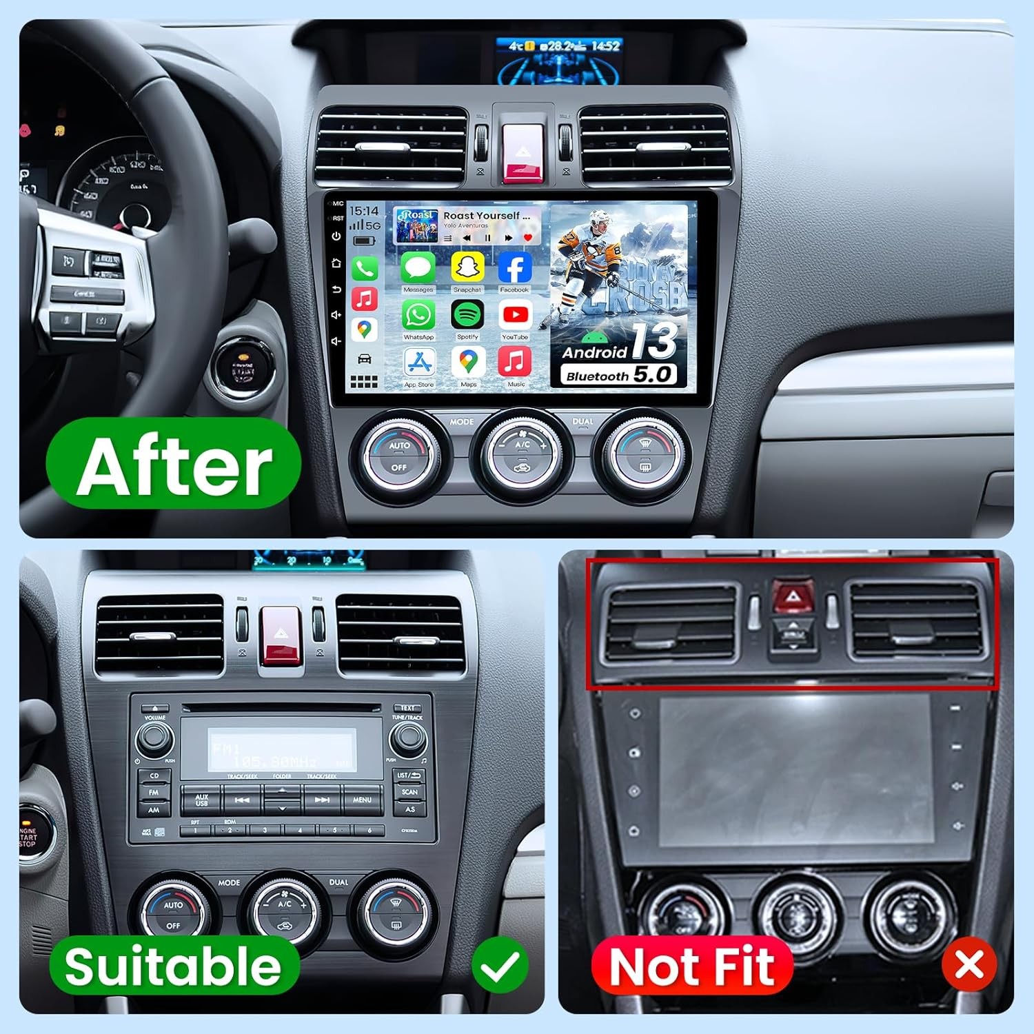CarPlay Android Auto Stereo Radio 64G SWC For Subaru Forester Impreza 2012-2014