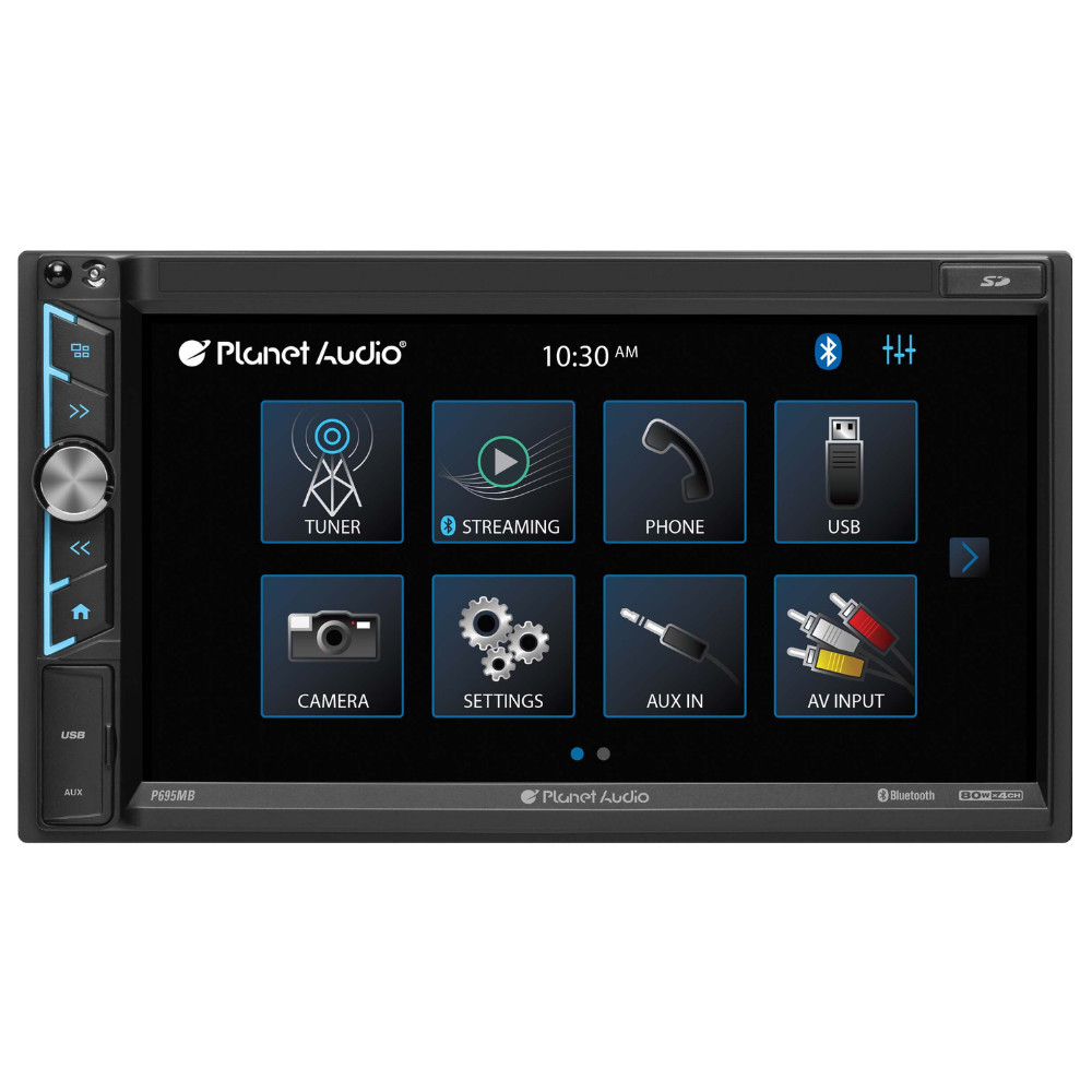 Planet Audio 2 DIN 6.95-inch Mechless Car Head Unit with Bluetooth (No CD/DVD)
