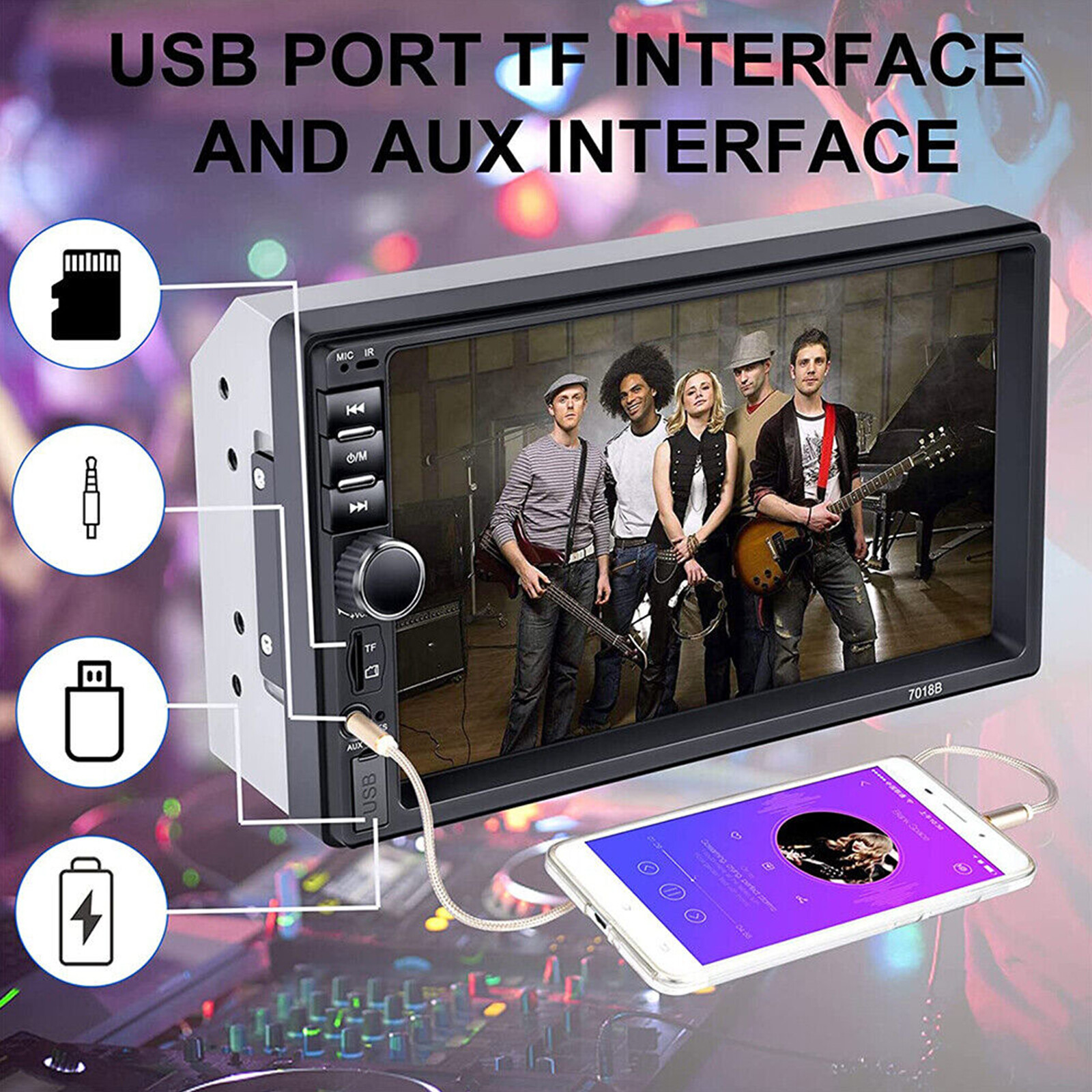 7″ Double Din Car Stereo Audio MP5 Player USB FM Multimedia Radio & Camera 7018B
