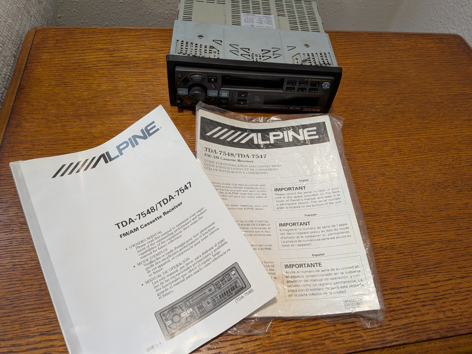 Alpine TDA-7548 Vintage Car Stereo Cassette Receiver 35Wx4 (READ DESC)