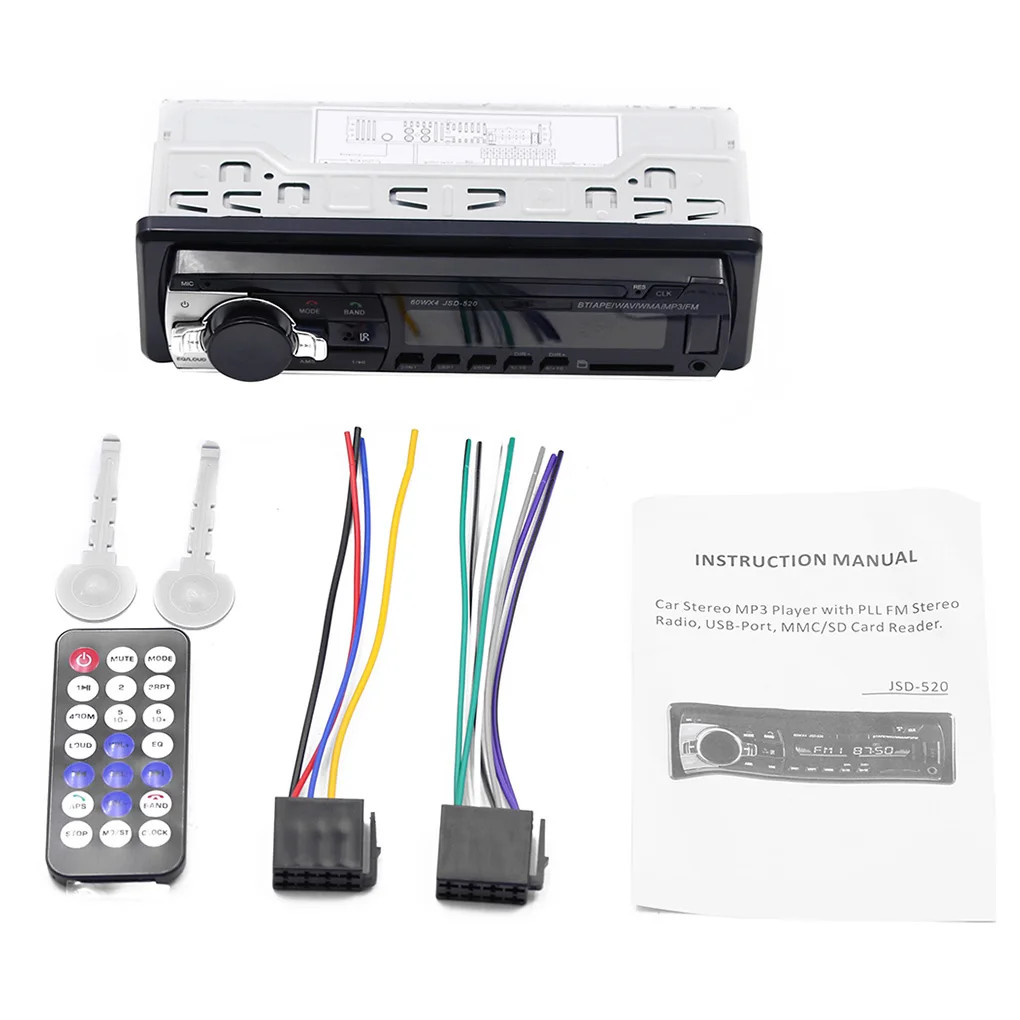 Car Radio Bluetooth Stereo MP3 Player 2USB/TF/FM/AUX Head Unit CD Single 1 DIN