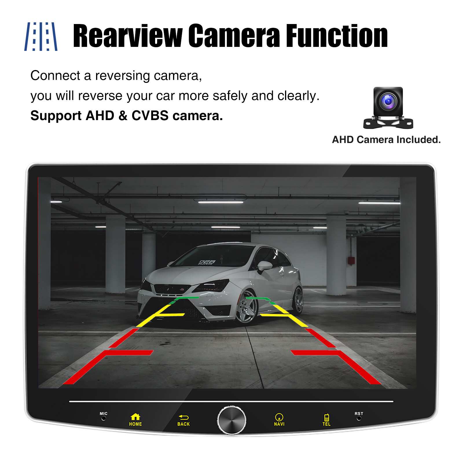 360° Rotatable Car Stereo Apple Carplay Android 14 10″ Touch Screen Radio Camera