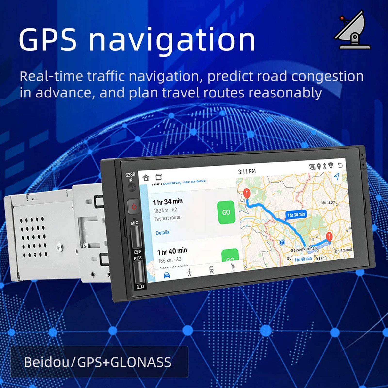 6.86in 1 Din Car Stereo Radio Android 12 FM Player 2+32G GPS Navi WiFi BluetooBq