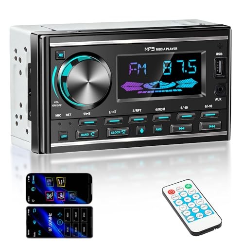 Double DIN Bluetooth Car Stereo, Car Audio Head Unit with Hands-Free Black