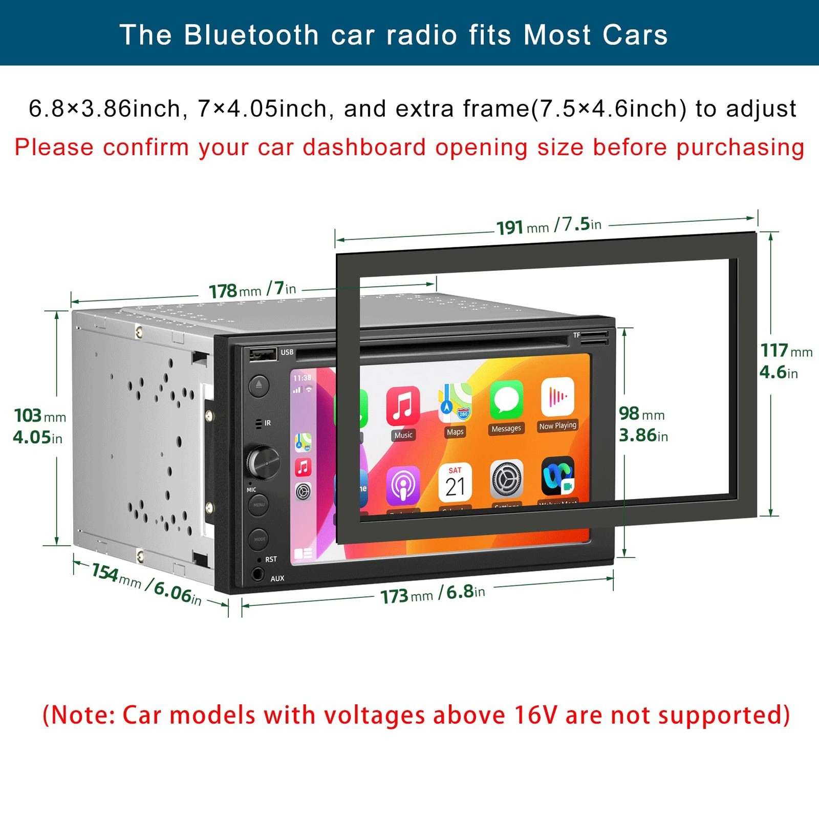 Double Din Car Stereo, Touch Screen Car Radio Receiver