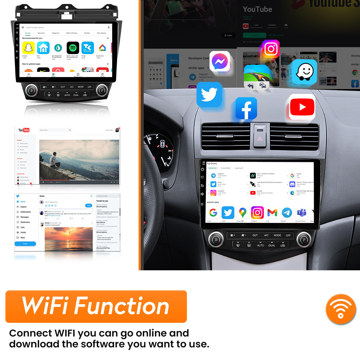 Fit Honda Accord 2003-2007 Apple Carplay Car Stereo FM Radio MP5 Backup Camera
