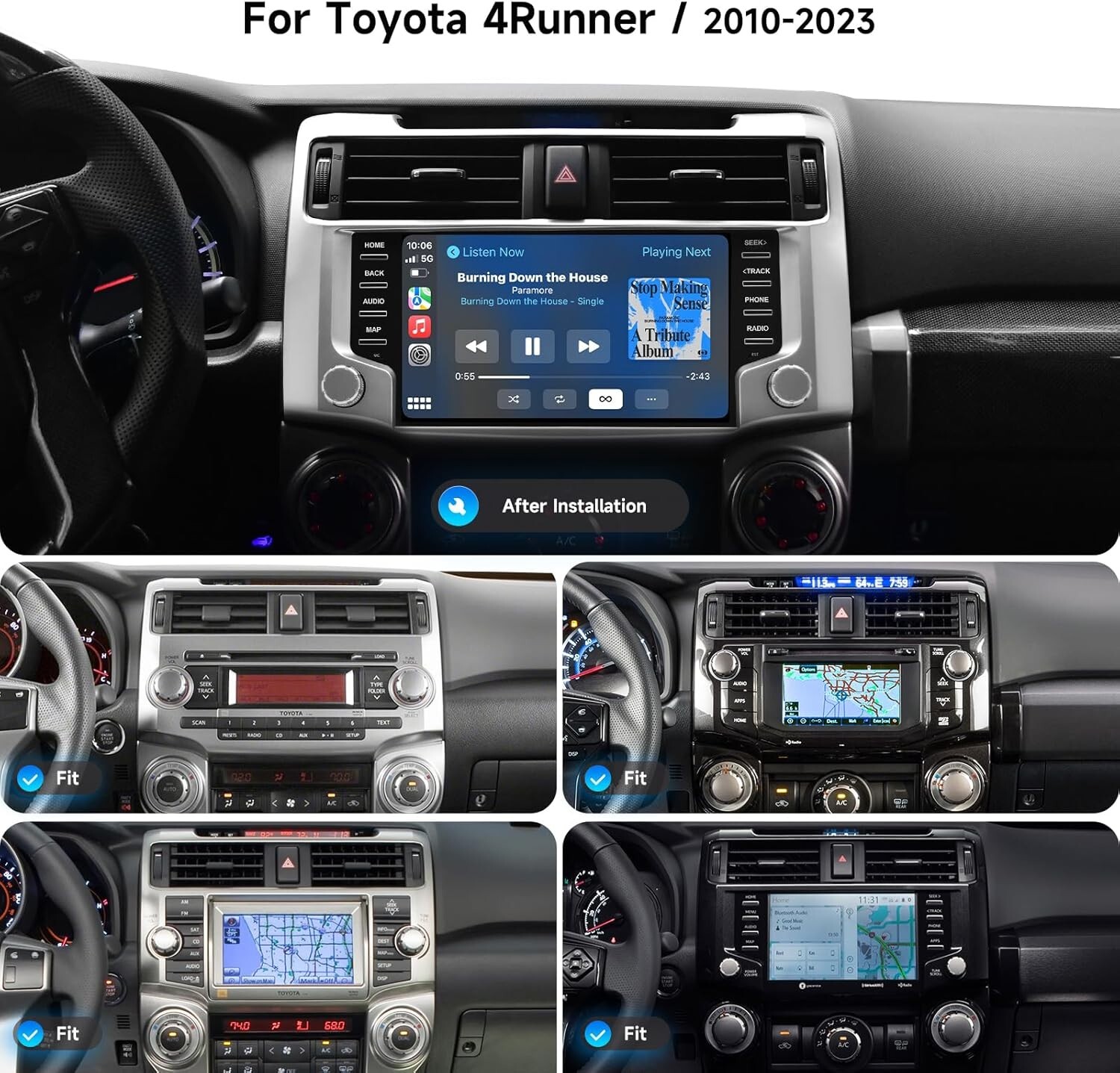 Dasaita 9″ Car Stereo 8+256G for Toyota 4Runner 2010-2023 Carplay Factory style