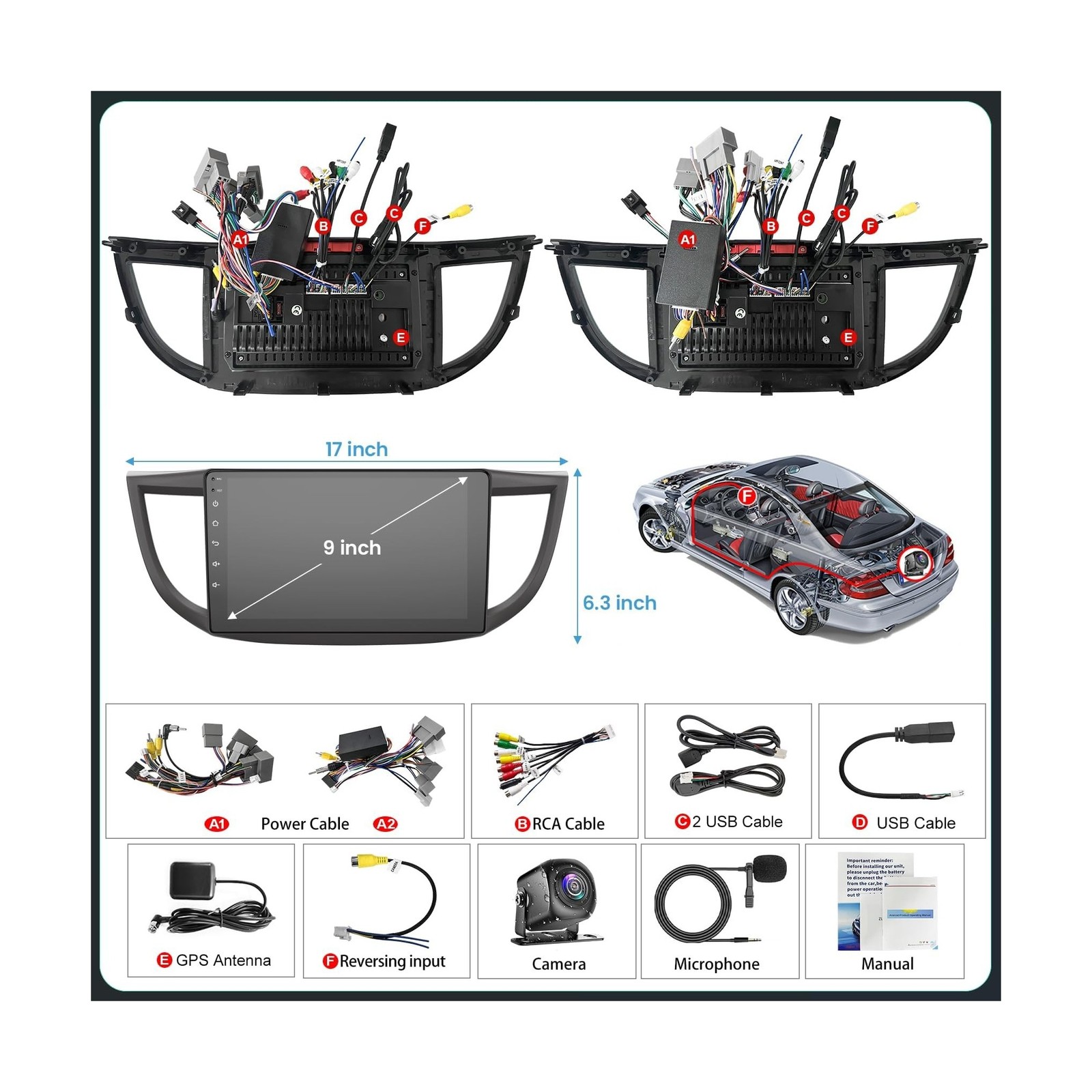 4G+64G Car Radio Stereo for Honda CRV 2012 2013 2014 2015 2016 Android 13, 9 …