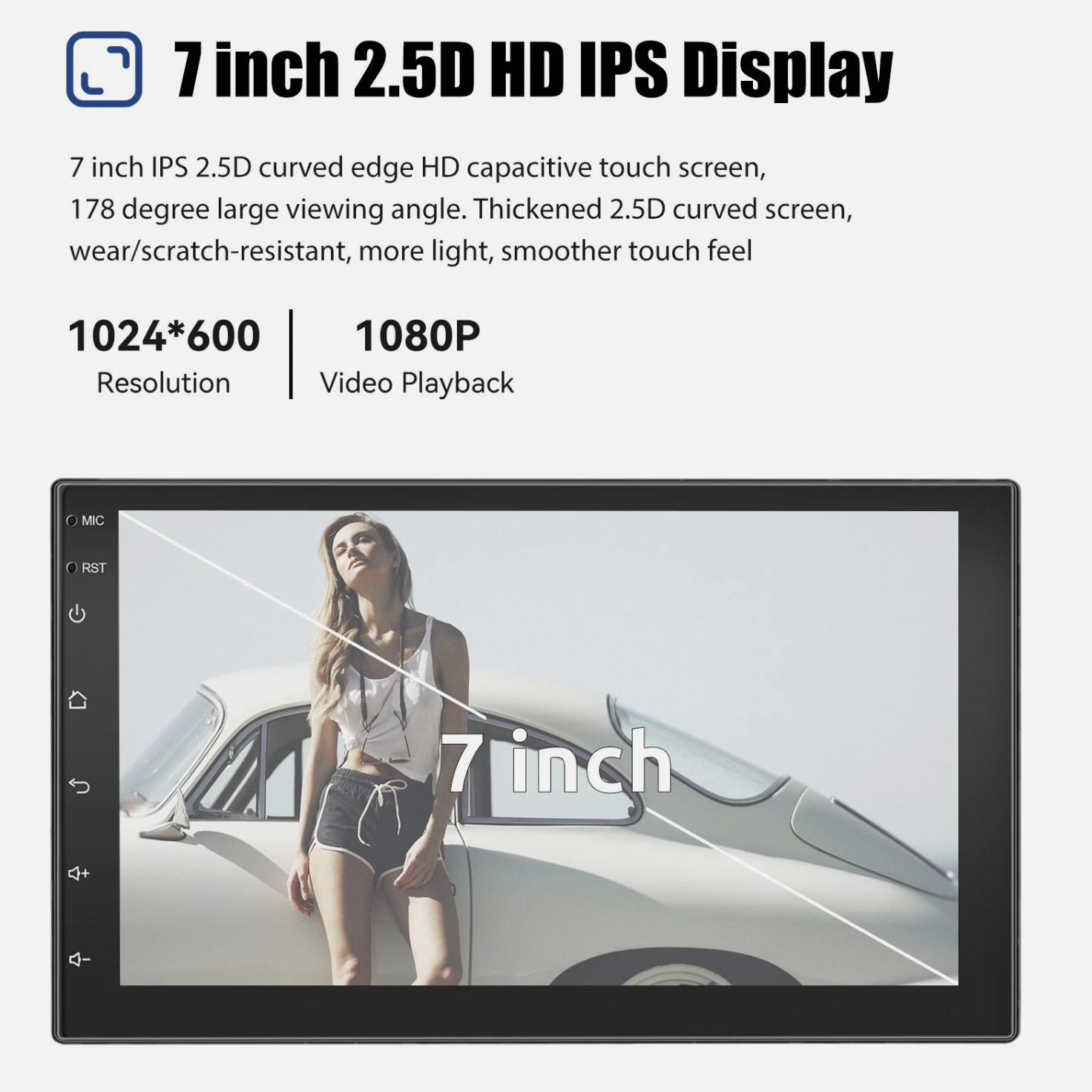 Android 15 4+64G 7″ 2Din Car Stereo Radio GPS Navi Wireless Carplay Android Auto
