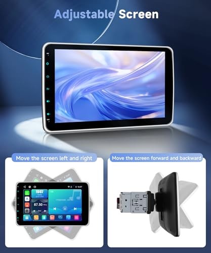 Single Din Car Stereo with Wireless A-pple 10 Inch with Adjustable Screen