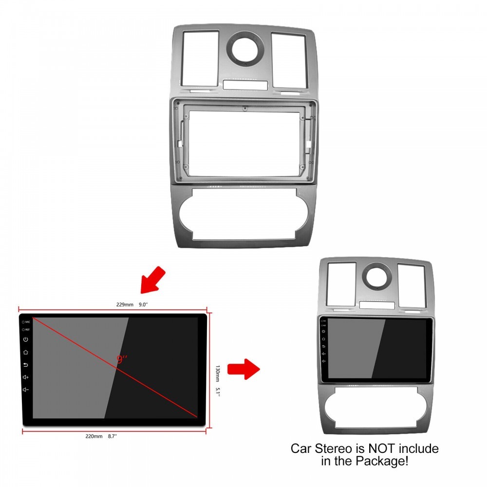 9inch Car Stereo Radio Fascia GPS Panel Trim Frame For 2005-2007 Chrysler 300C [