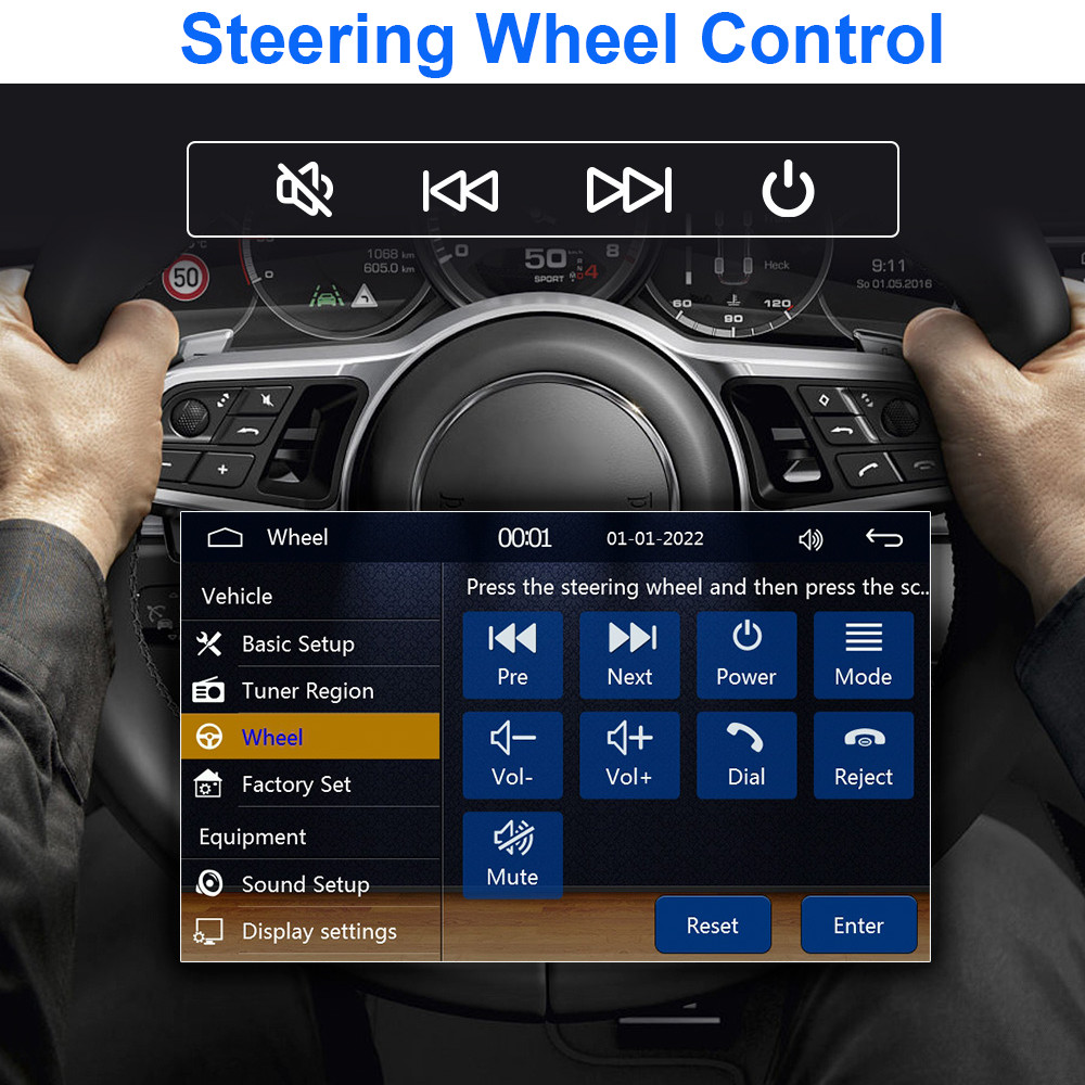 7″ Double 2 DIN Car MP5 Carplay Touch Screen Stereo Radio Head Unit Player +CAM