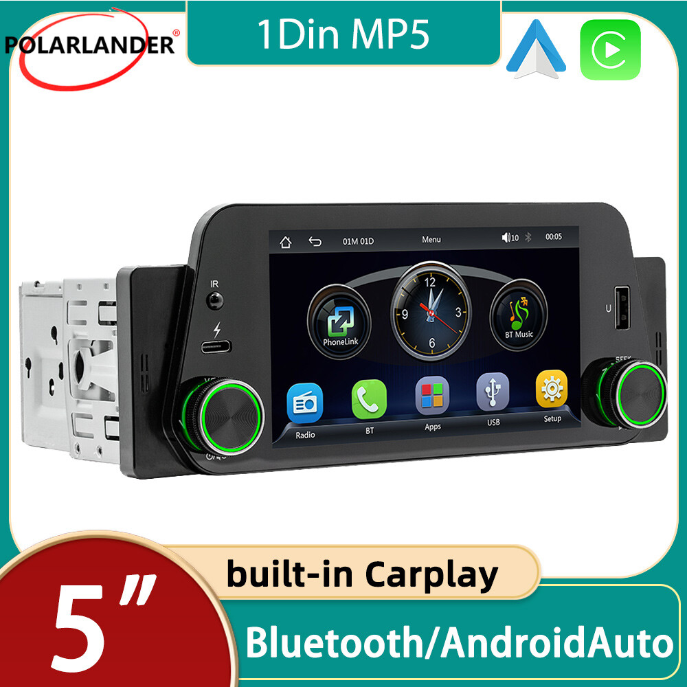 1 DIN 5″ Car Stereo CarPlay Android Auto Touch Radio Mirror Link Bluetooth USB