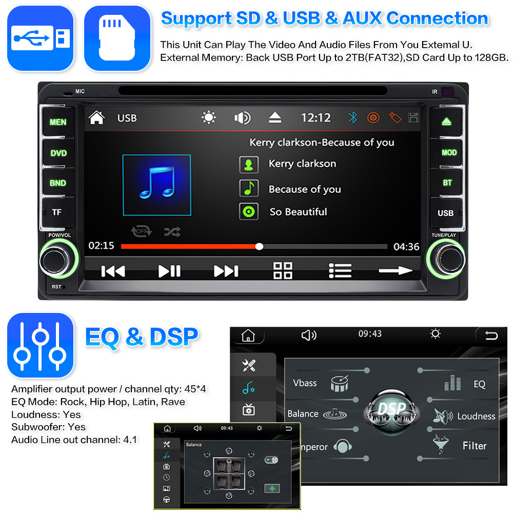 For Toyota Camry 2002-2006 DVD Player Android Auto Car Stereo Radio GPS BT AM