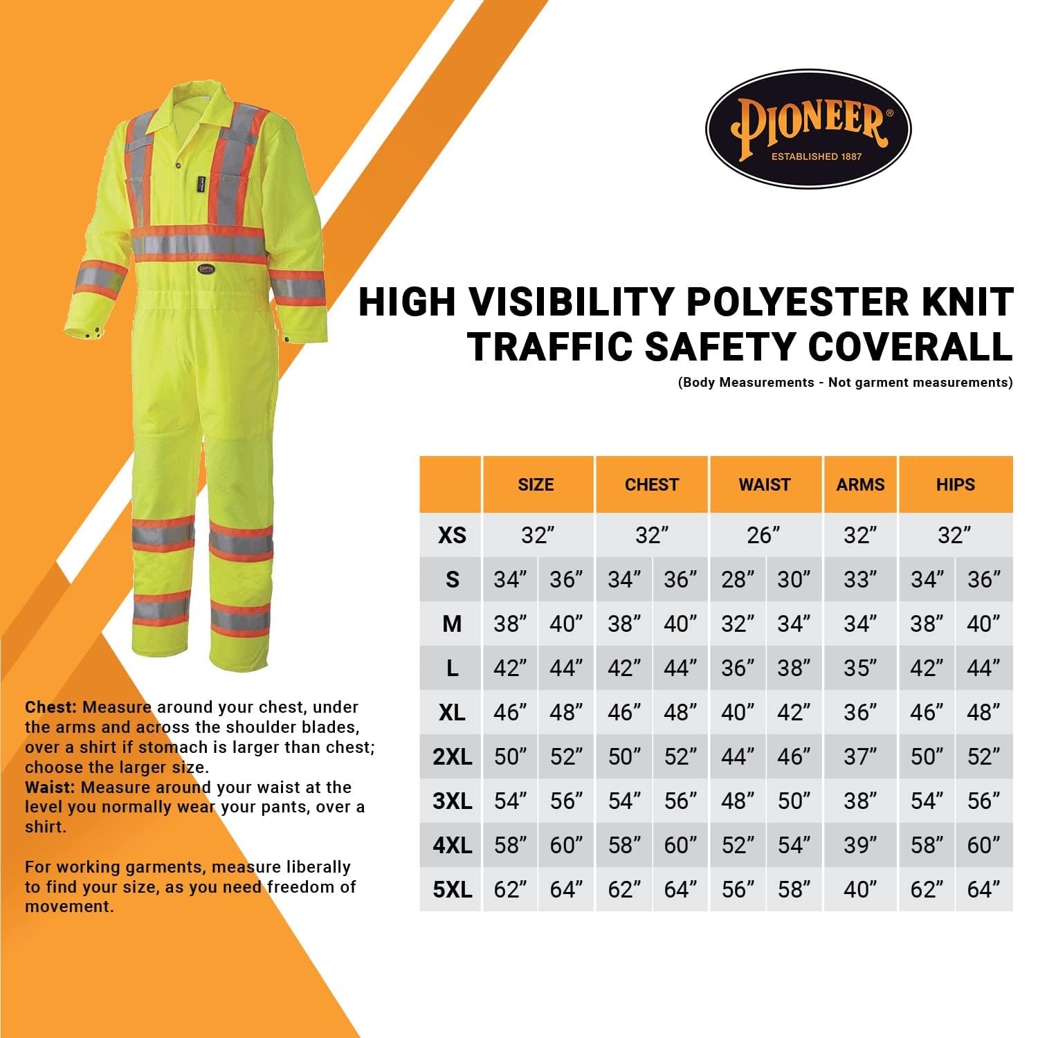 Traffic Safety Coverall ANSI 107-20 Class 3 Type P & R, XS, Yellow/Green