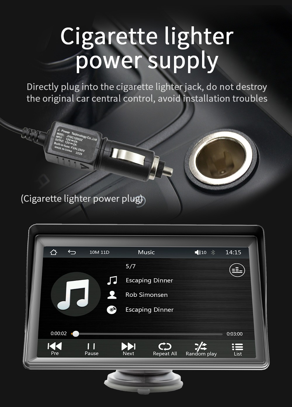 7Inch Wireless CarPlay MP5 Player Portable with Sunshade&Rear View Camera Input