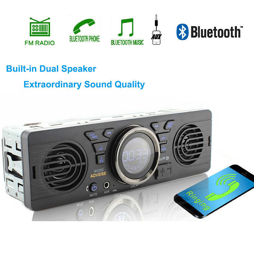 SD Car Radio Stereo MP3 Player Speaker In-Dash 12V 1 Din Bluetooth FM AUX USB TF
