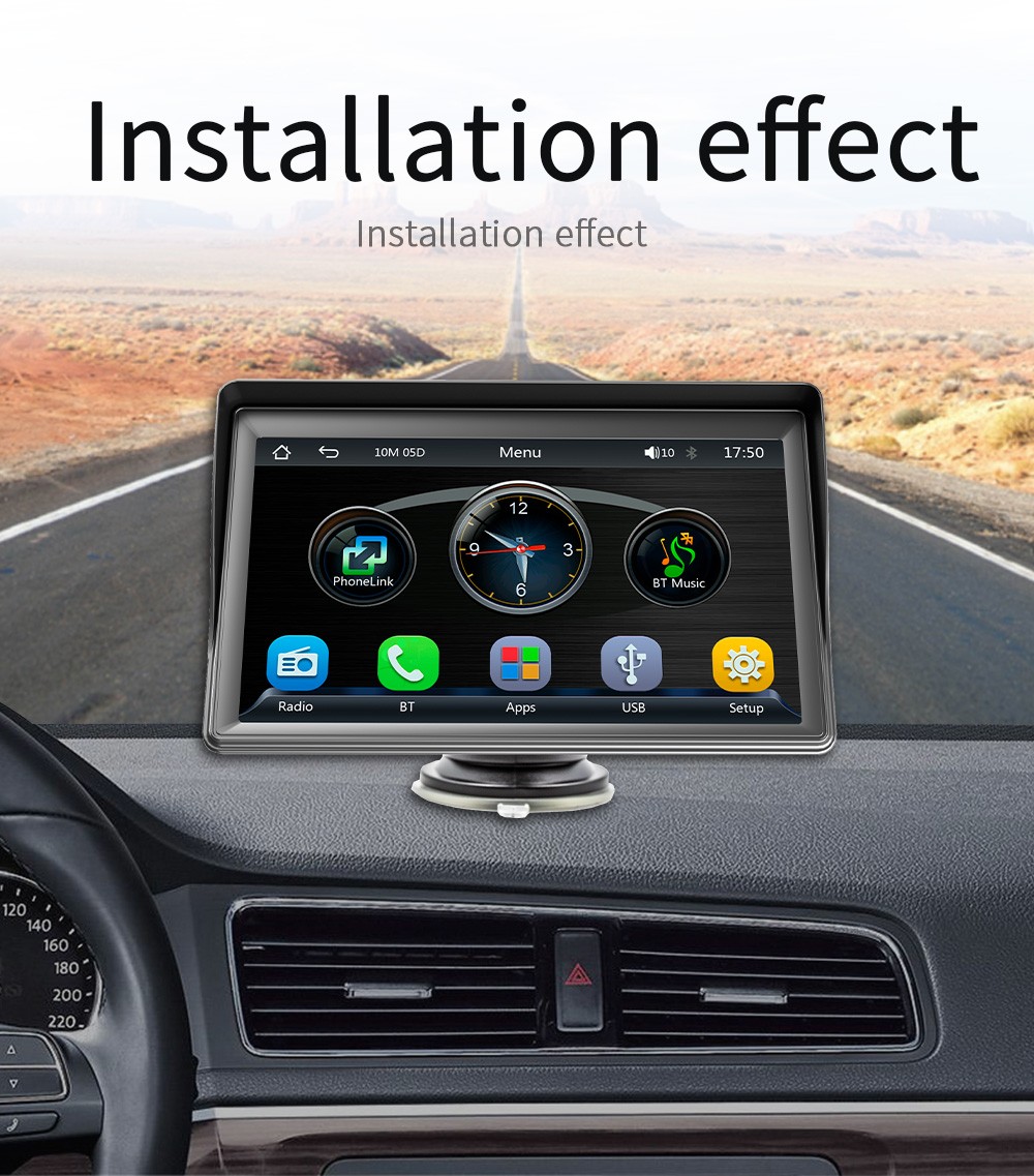 7Inch Wireless CarPlay MP5 Player Portable with Sunshade&Rear View Camera Input