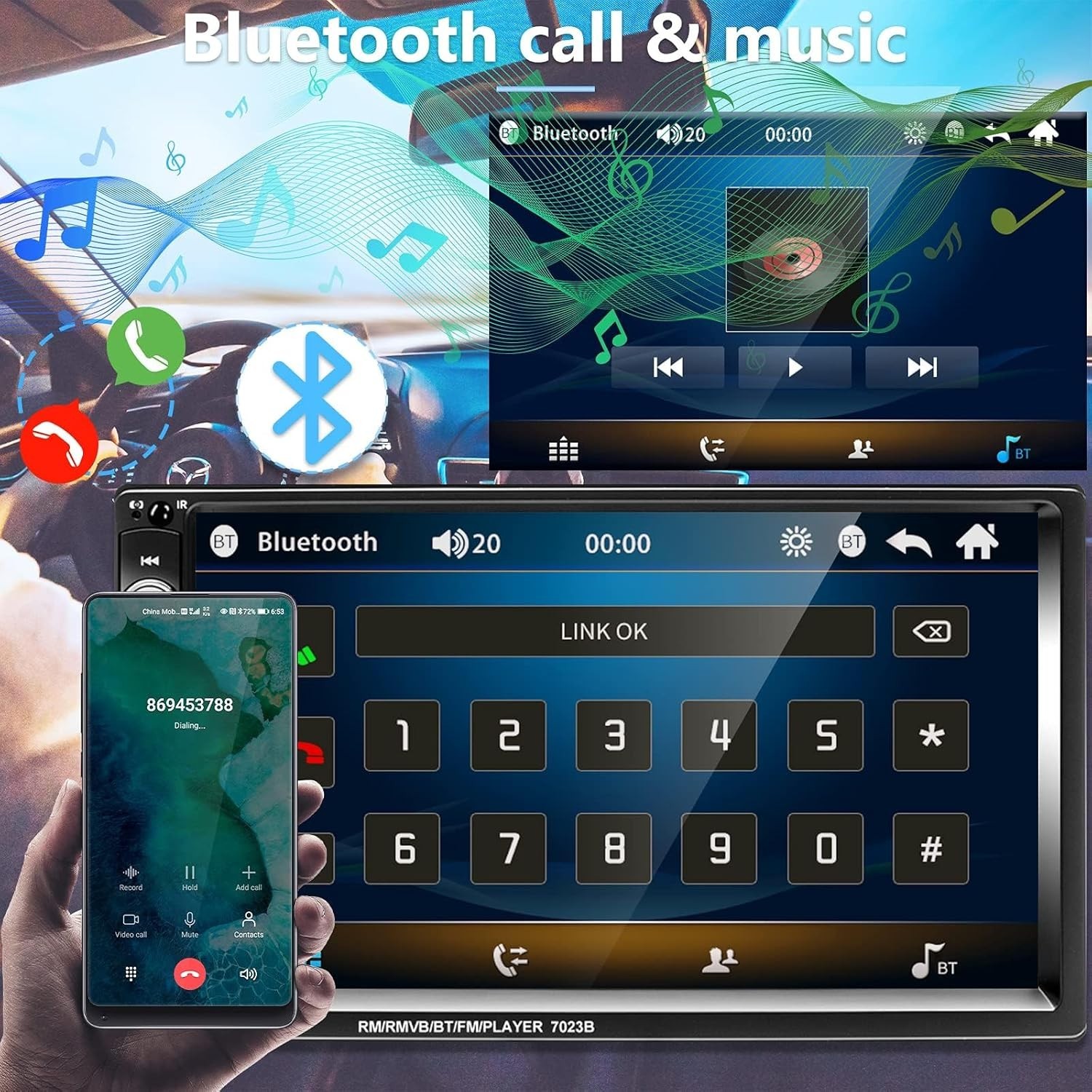 7-Inch Touchscreen Car Stereo with Bluetooth Hands-Free & Mirror Link Features