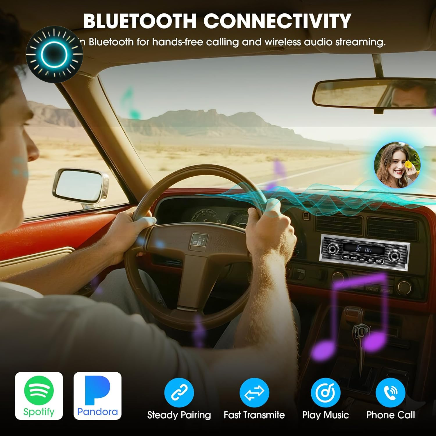 Bluetooth Retro Radio for Classic Vehicles: Single Din Vintage Stereo for Car