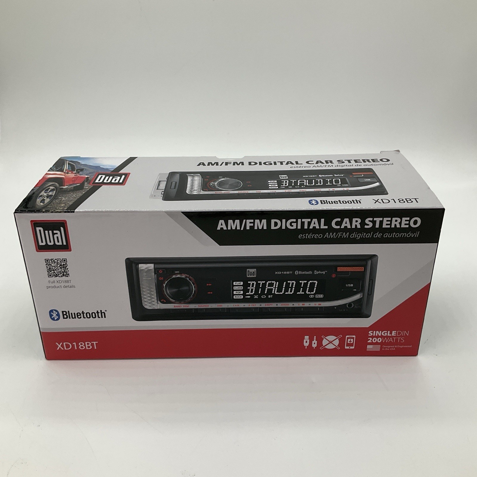 NEW Dual XD18BT Bluetooth AM/FM Digital Car Stereo Single DIN 200W USB AUX
