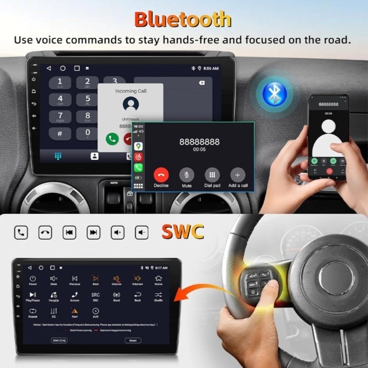 Android 15 Car Stereo Jeep Wrangler JK 2007-2018 CarPlay Touchscreen GPS NEW