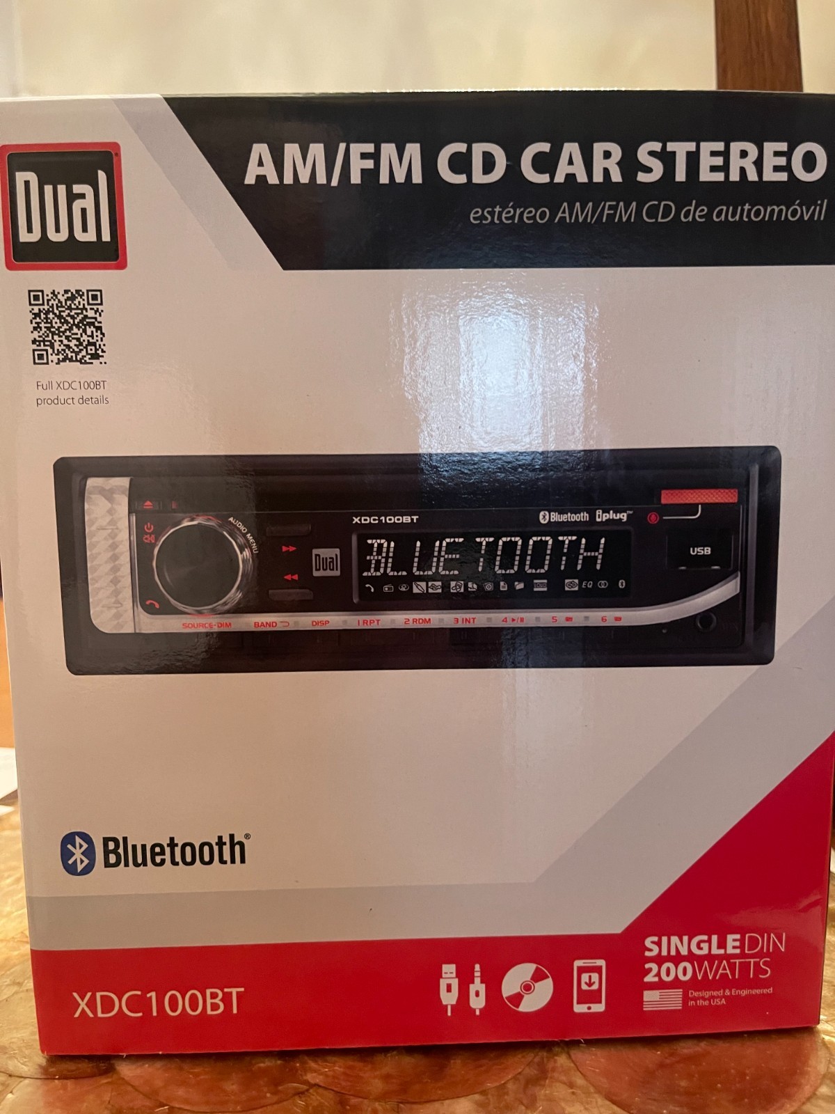 Dual Electronics AM/FM CD Car Stereo XDC100BT Radio Single DIN Bluetooth USB New