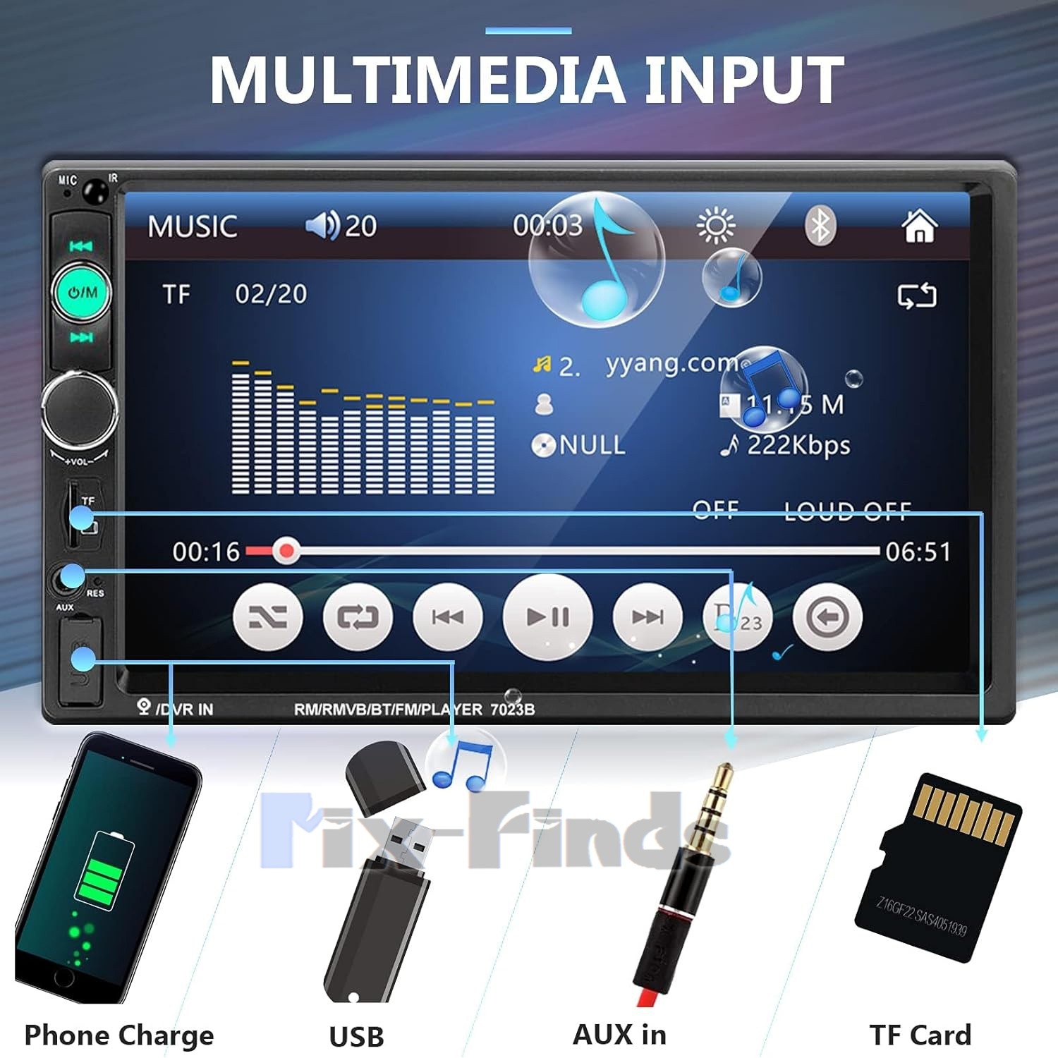 7″ Double 2 DIN Car MP5 Player Bluetooth Touch Screen Stereo Radio With Camera