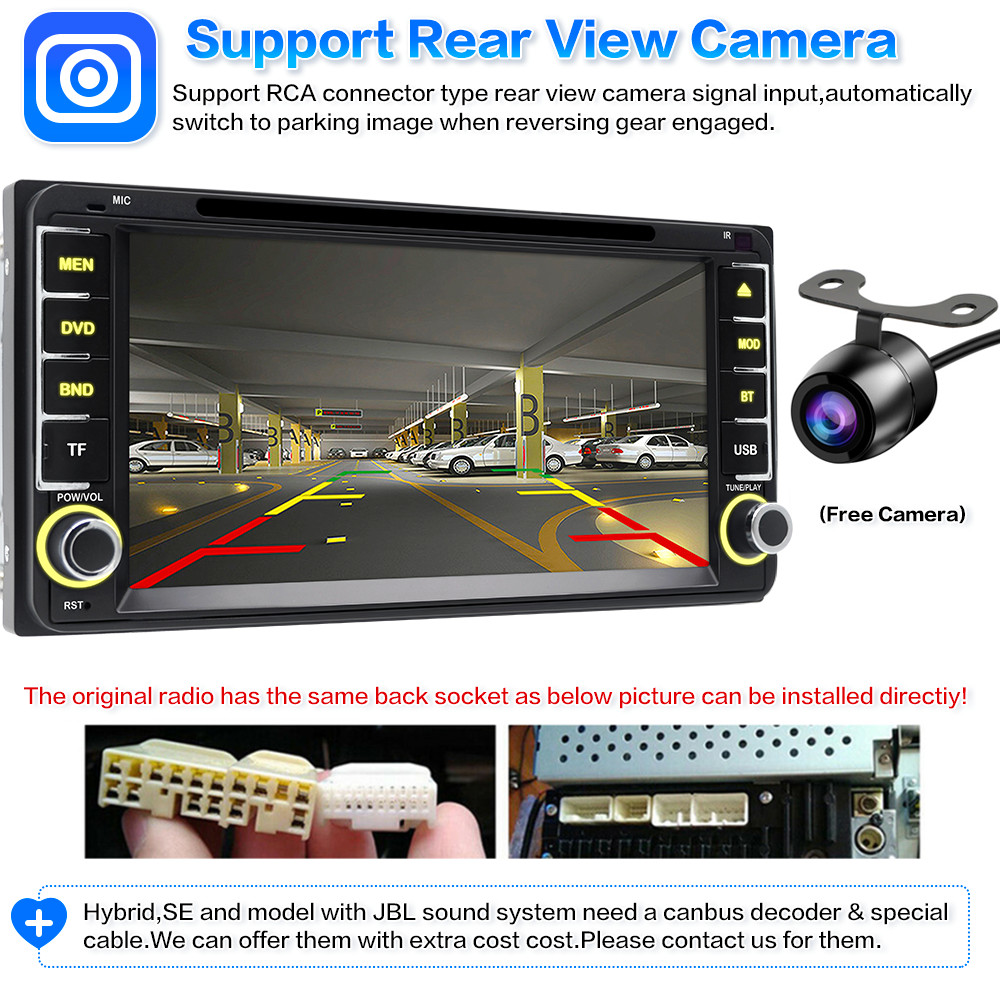 7″ Car Stereo Bluetooth Radio Android Apple CarPlay GPS CD DVD Player For Toyota