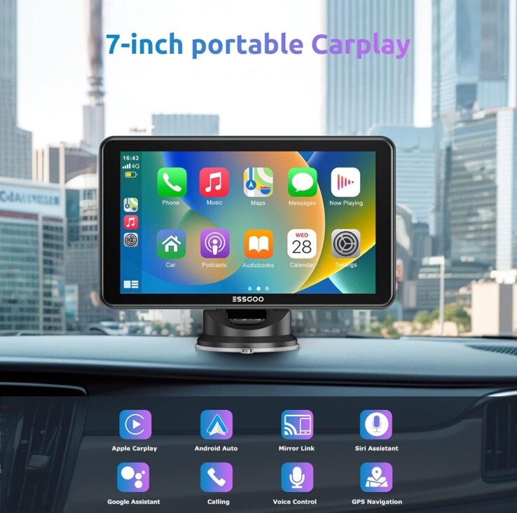 Essgoo A-pple Carplay & Android Auto, 7 Inches Carplay Screen for Car