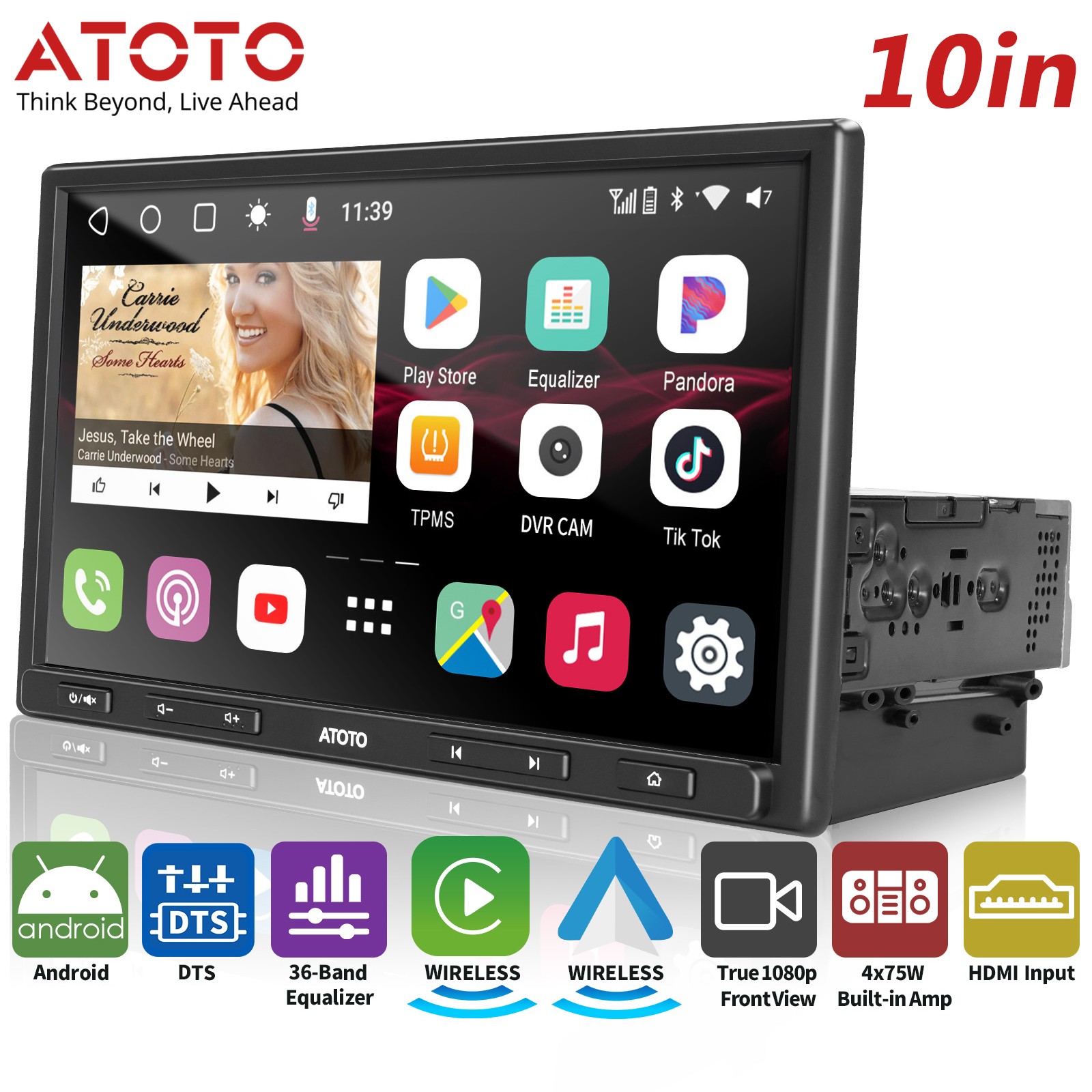 ATOTO S8 10” AI Agent Car Radio 1& 2DIN GPS Head Unit 4G LTE Dual BT 6G+128G
