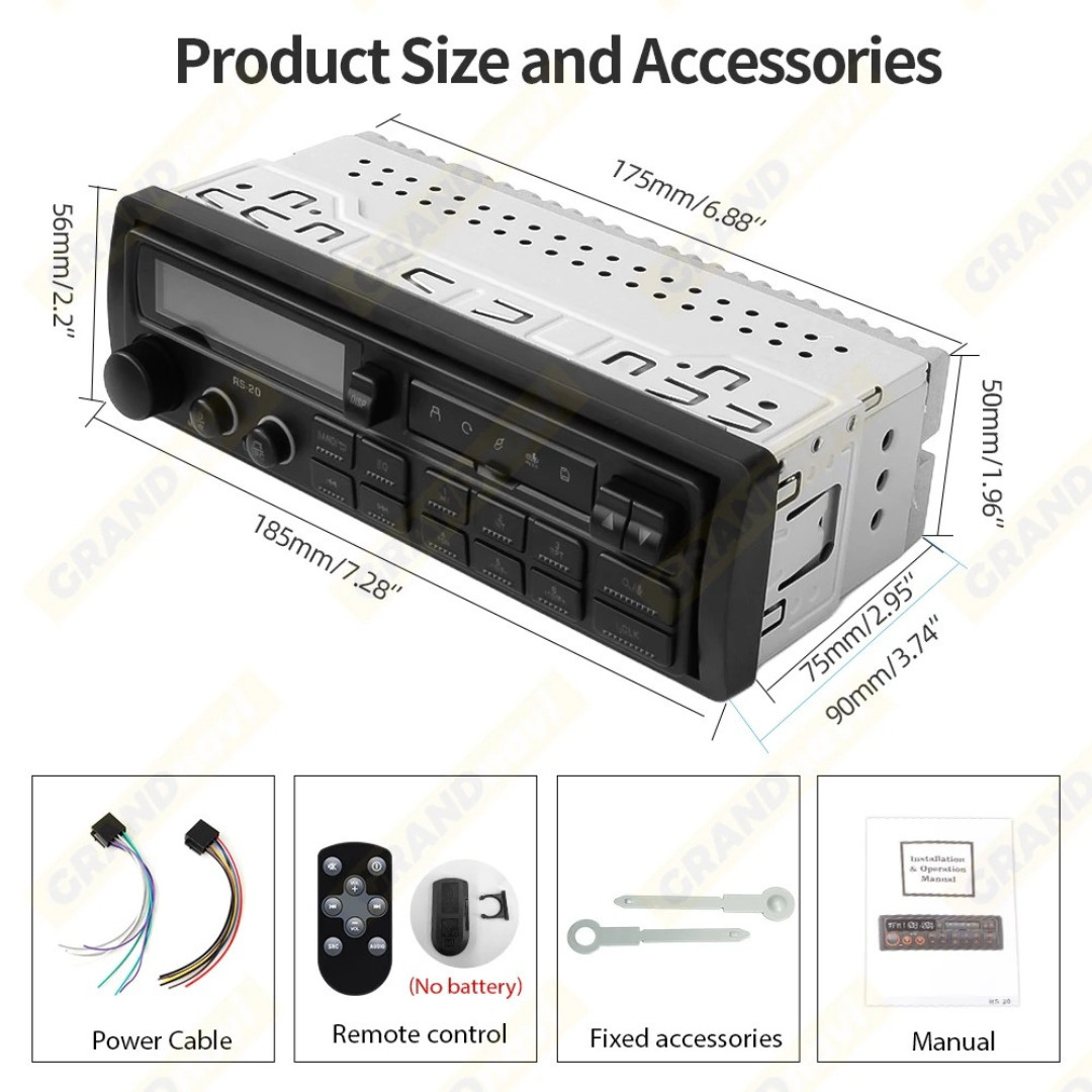 1 Din Car Radio MP3 Player Classic Car Retro Audio Stereo Support FM AUX EQ USB