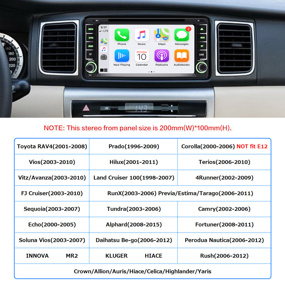 10.26″ Android Auto Screen Wireless CarPlay Car Stereo Fr Apple 4K Dash Cam BT