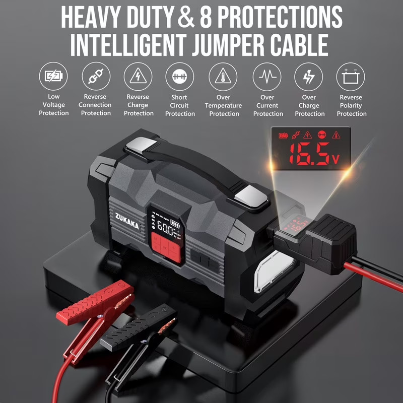 Car Jump Starter 6000A 150 PSI Air Compressor 12V Battery Booster Charger