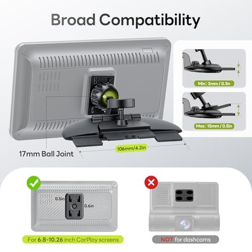 CD Slot Mount for CarPlay Screen – Heavy-Duty 360° Rotation 4-Tab Bracket Mount