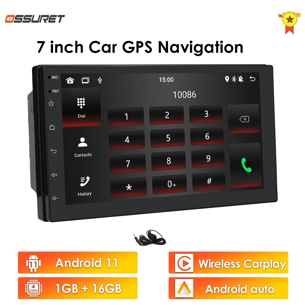2 DIN 7inch Android 11 CarPlay Car Stereo Radio GPS Navi Player BT WiFi +Camera
