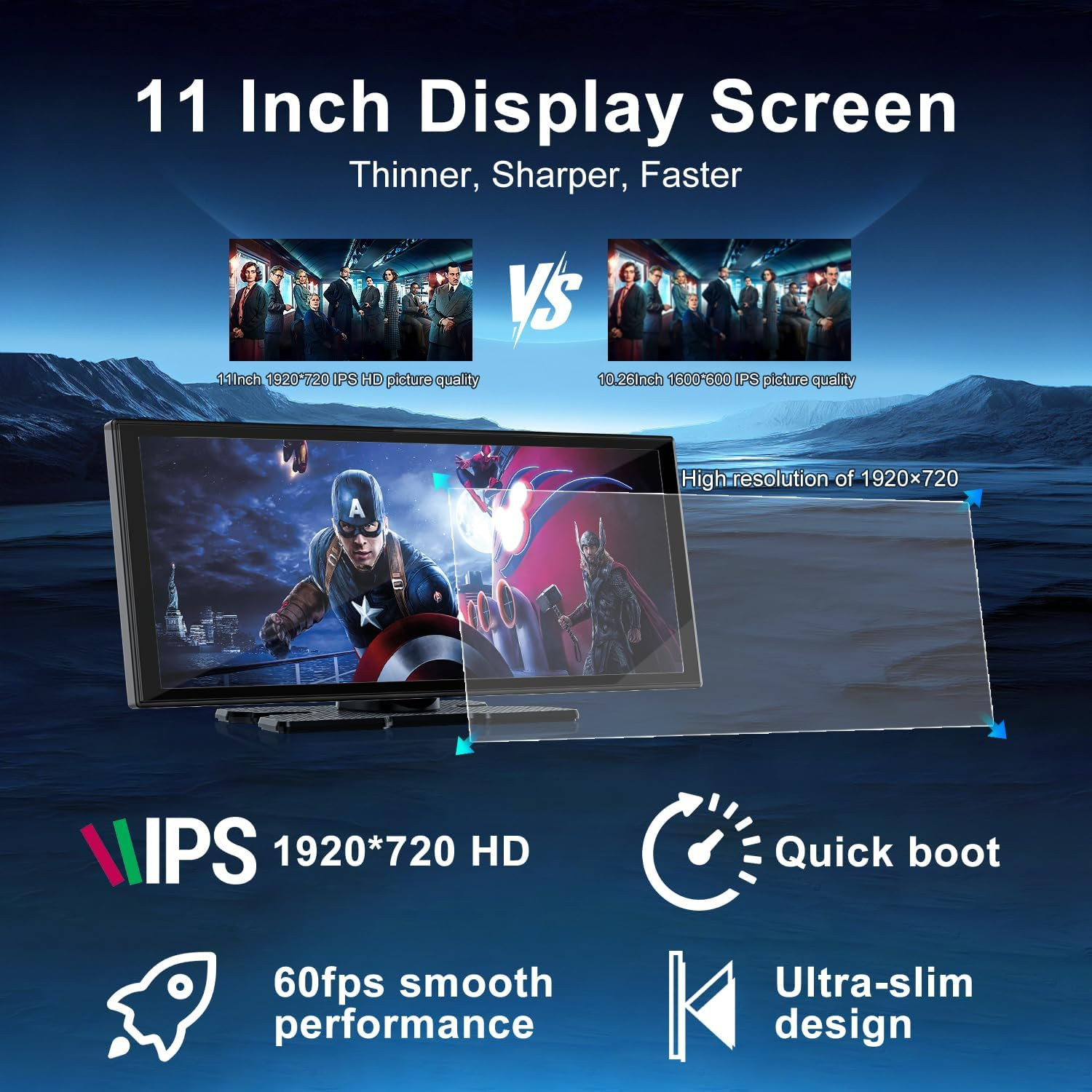Upgraded 11″ Carplay Screen for Car, Built-In Net-Flix/Youtube/Tiktok and Other