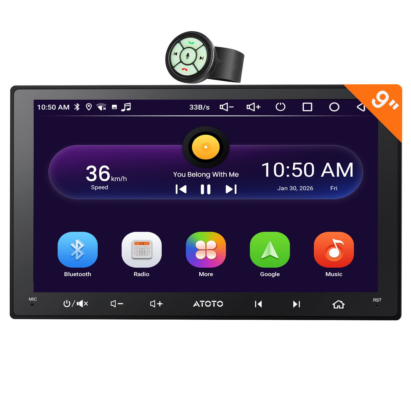 ATOTO Android 9″Touch Screen Car Stereo GPS Carplay GenAI Radio Mirror Link SWC