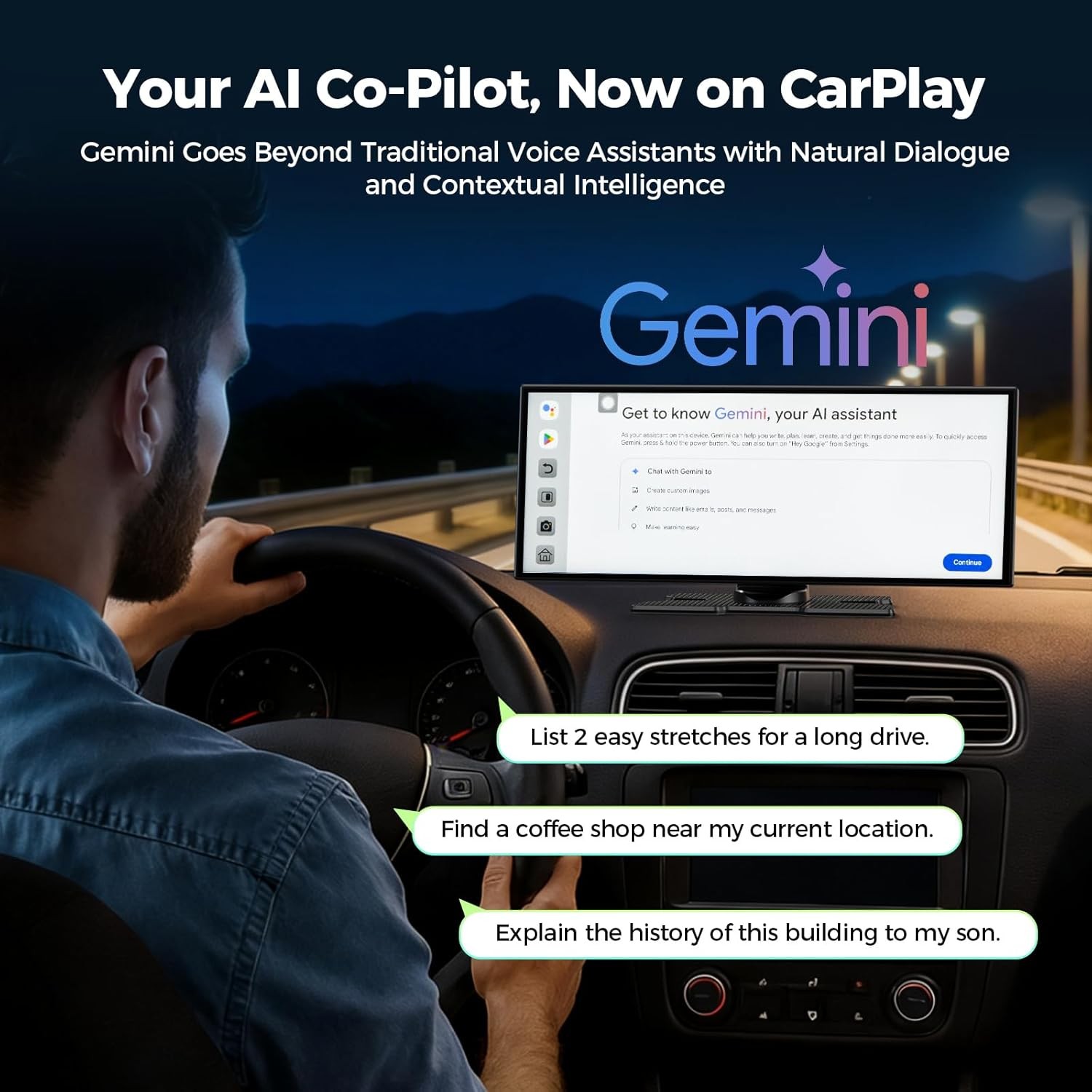 11″ TouchScreen Wireless Carplay Portable Car Stereo w/ Download APP & Gemini AI