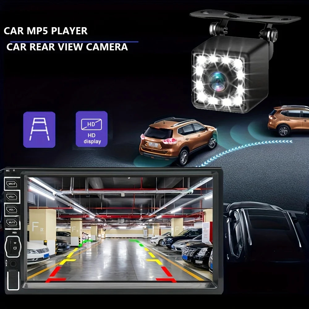2 DIN 7″ HD Car Stereo Radio MP5 Player Bluetooth Touch Screen With Rear Camera