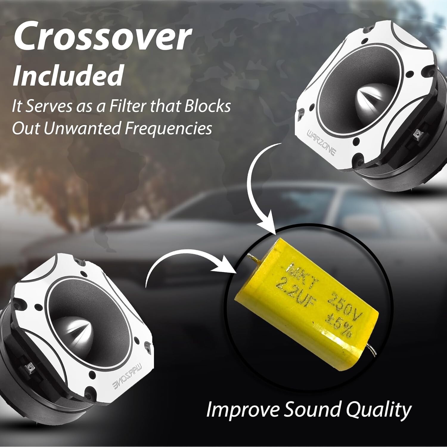 WARZONE 4.02-Inch Super Tweeter , 4 Ohm, 1600W Max, 105dB Sensitivity, Titanium