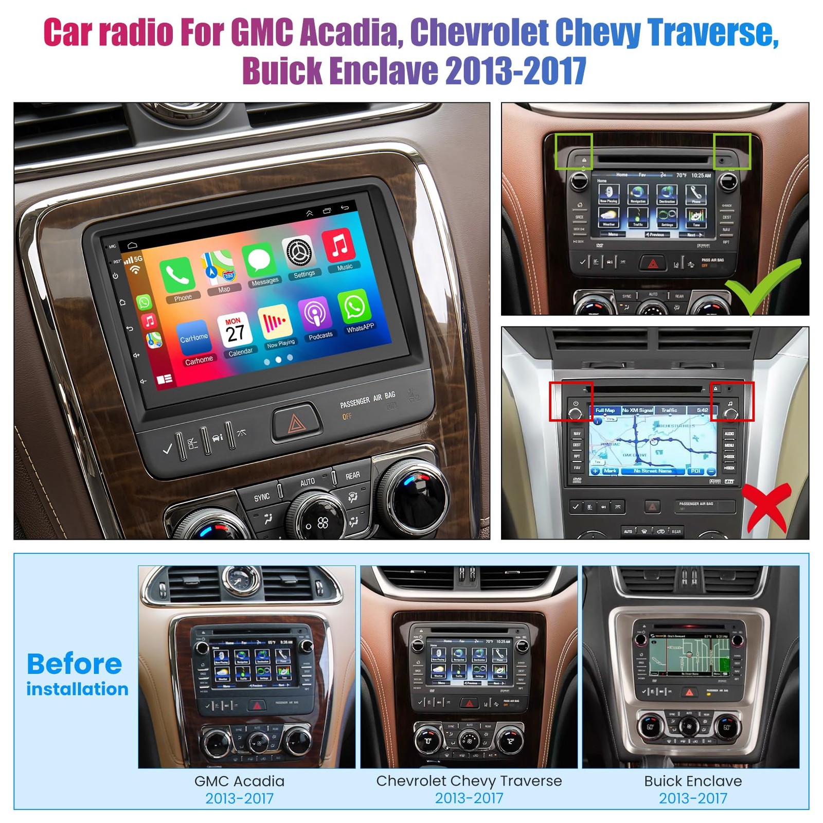 7″ Car Radio for GMC Acadia 2013-2017 | for Chevrolet Chevy Traverse 2013-201…