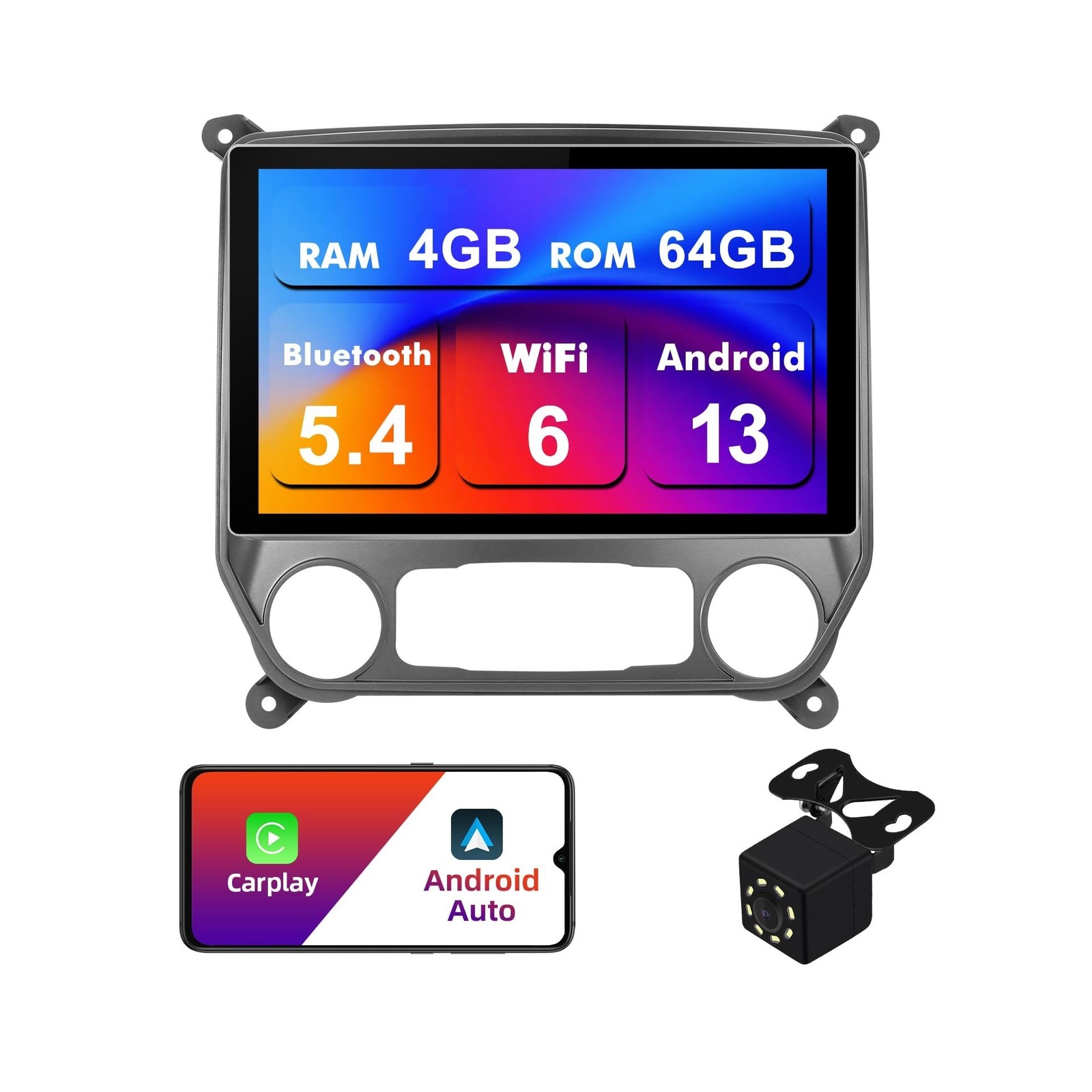4+64G Android 13 Double Din Car Stereo for Chevrolet Silverado/GMC Sierra 201…