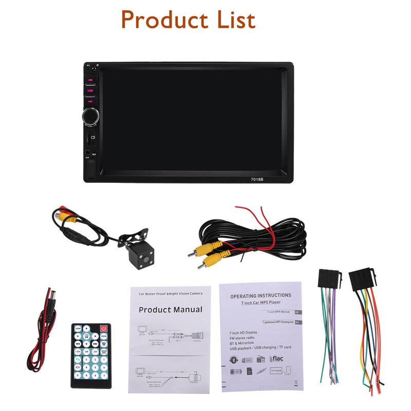 7″ Double 2DIN Android/IOS Car Stereo MP5 Player GPS Radio Bluetooth WiFi+Camera