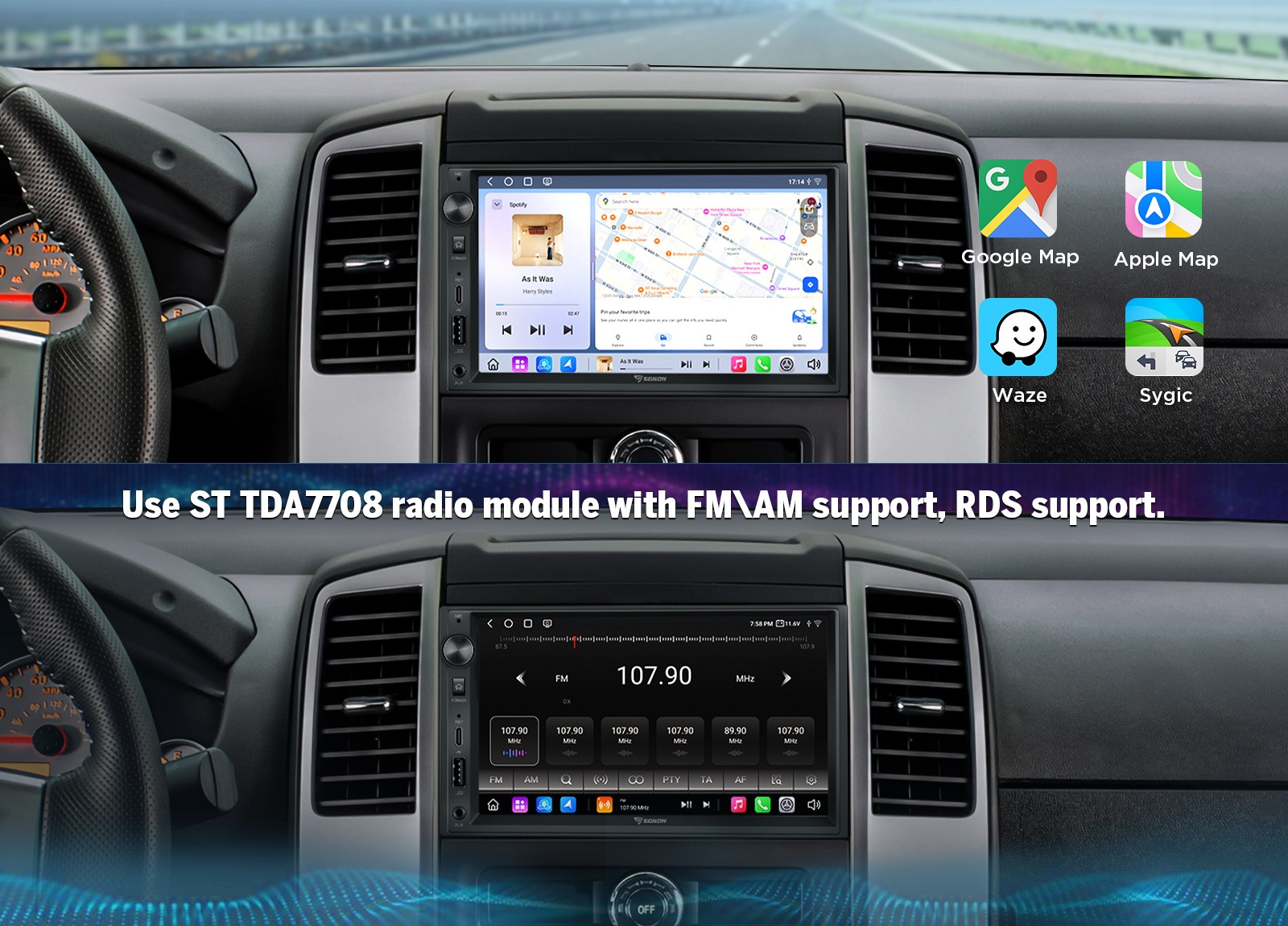 Eonon UX6S2 2DIN 7″ QLED 6+64GB Android 13 Car Stereo Radio Wireless CarPlay GPS