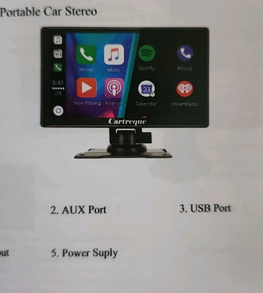 Wireless CarPlay Screen 7″ HD Portable Car Stereo Touchscreen Multimedia Player