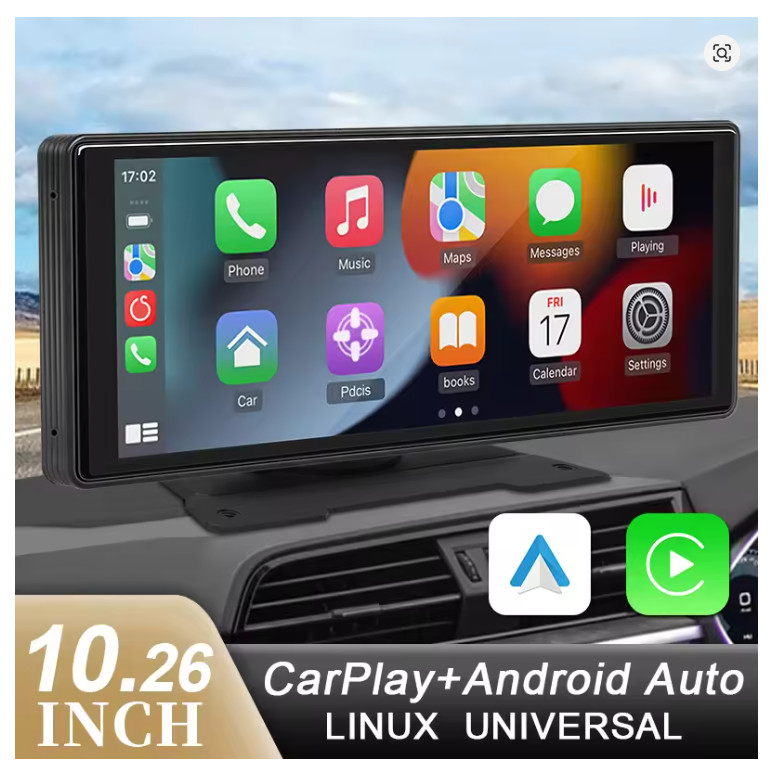 10.26″ Wireless CarPlay Android Auto Car Mirror Screen Multimedia Player USB