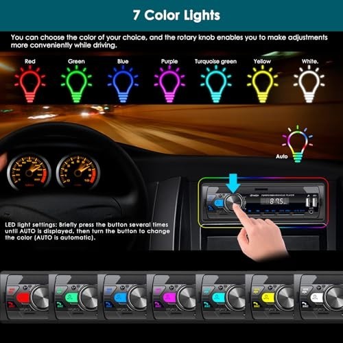 Single DIN Bluetooth Car Stereo – FM Radio, USB/SD/AUX, MP3 Player, Fast Charge,