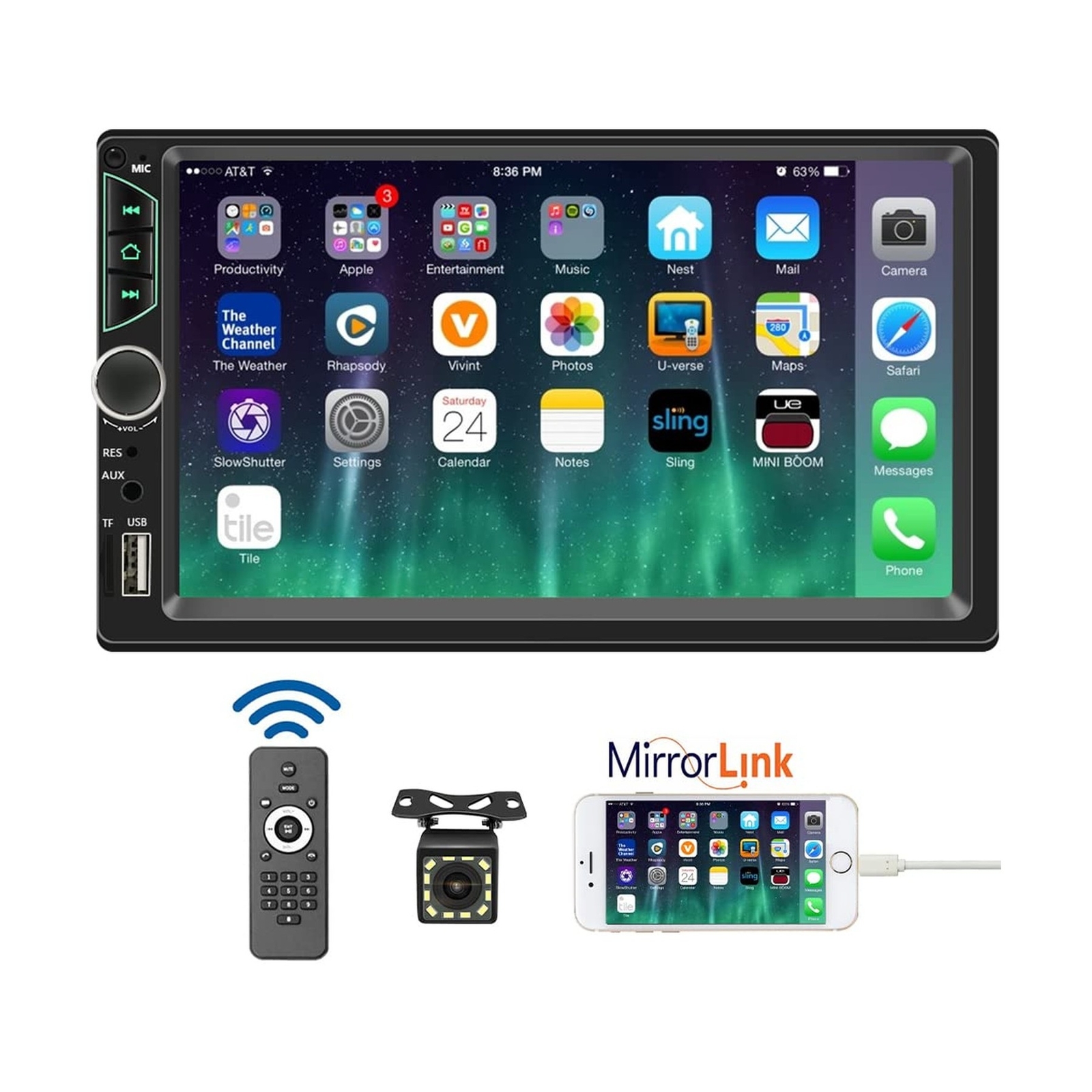 7inch Car Stereo Double Din Radio Touchscreen with Backup Camera Multimedia C…