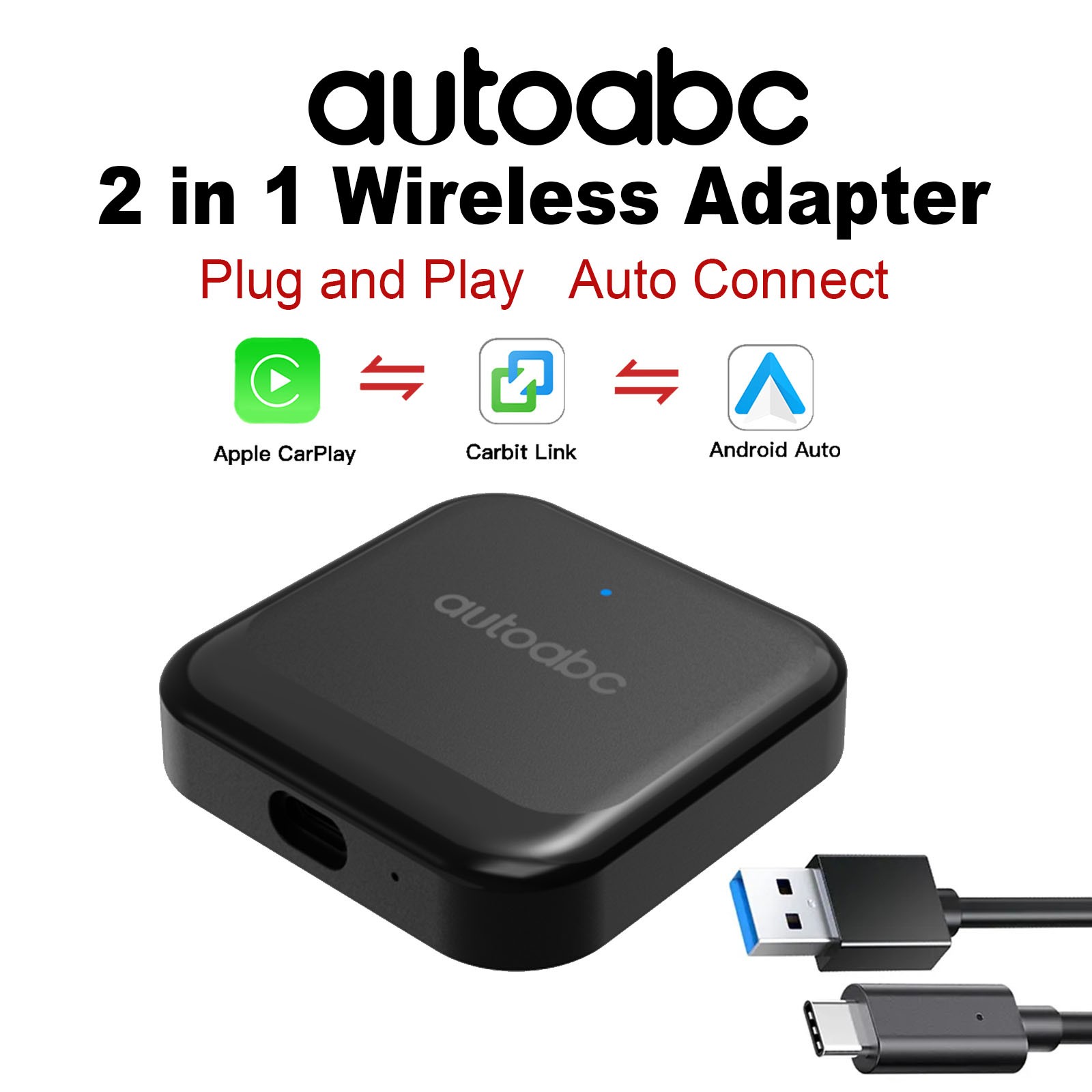 Wireless CarbitLink USB Dongle w/CarPlay Android Auto For Chinese Geely Changan